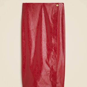 J. Crew Vibrant Red Faux Patent Leather Skirt
